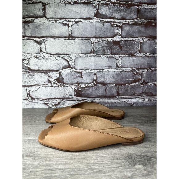 Madewell Shoes - Madewell The Erica Peep-Toe Mule in English Saddle tan leather Flats Women 6.5M